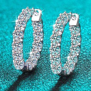 Certified 2.6 ct. t.w. Moissanite Diamond Inside Out Hoop Earrings NEW